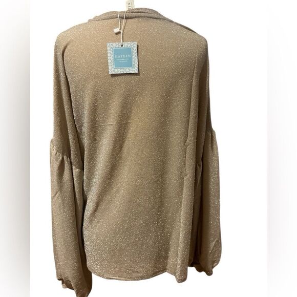 NWT Hayden women's long sleeve sparkle gold top with balloon sleeves size small - Picture 4 of 10